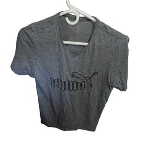 Men's Puma Gray With Black Wordmark T-shirt Size Small